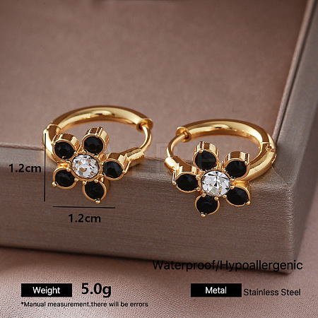 304 Stainless Steel Cubic Zirconia Hoop Earrings for Women XC7815-3-1