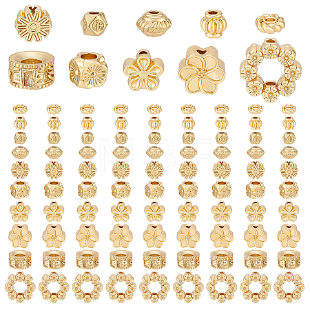 120Pcs 10 Styles Rack Plating Alloy Bead FIND-PH0038-12-1