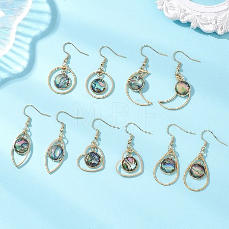 Paua Shell Dangle Earrings EJEW-JE06981-1