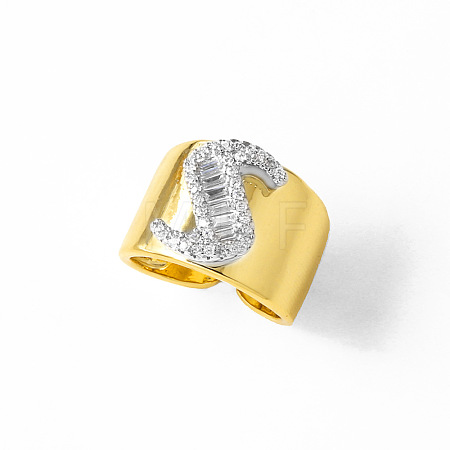 Brass Micro Pave Clear Cubic Zirconia Cuff Open Rings FS-WGA5D1D-19-1