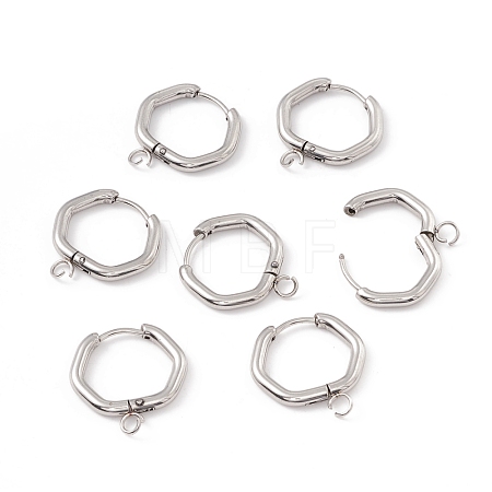 Tarnish Resistant 201 Stainless Steel Hoop Earring Findings STAS-H166-04P-1