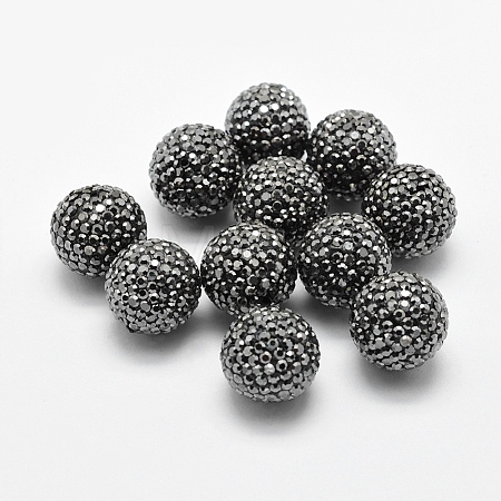 Handmade Polymer Clay Rhinestone Beads RB-L030-18A-14mm-1