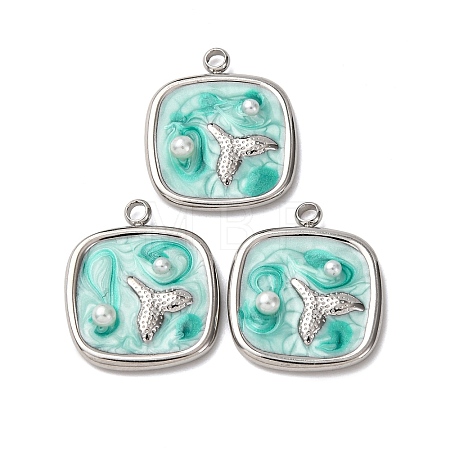 304 Stainless Steel Enamel Pendants STAS-P406-25A-P-1