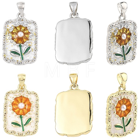 2Pcs 2 Colors Brass Enamel Pendants KK-YW0004-61-1