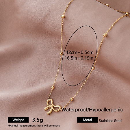 Vintage Style 304 Stainless Steel Bowknot Pendant Necklaces for Women AI1121-6-1