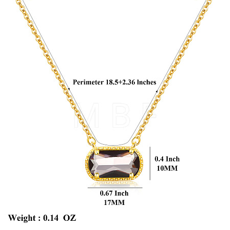 304 Stainless Steel Pave Cubic Zirconia Oval Birth Stone Pendant Necklaces for Women FS-WGC2097-05-1