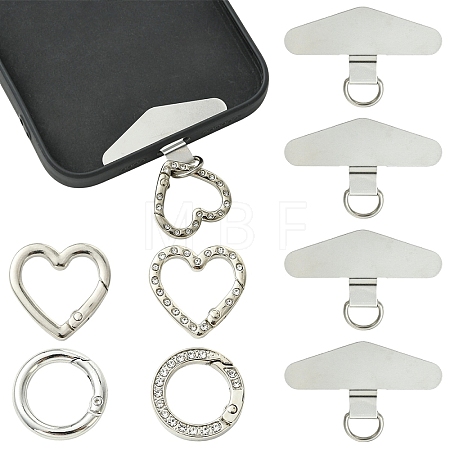4Pcs 201 Stainless Steel Mobile Phone Lanyard Patch AJEW-YW0003-04-1