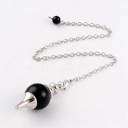 Natural Obsidian Sphere Dowsing Pendulums BJEW-E292-A04-1