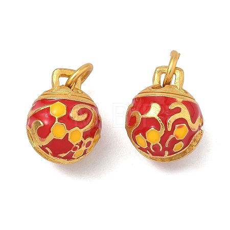 Alloy Enamel Christmas Bell Charms ENAM-B037-03G-01-1