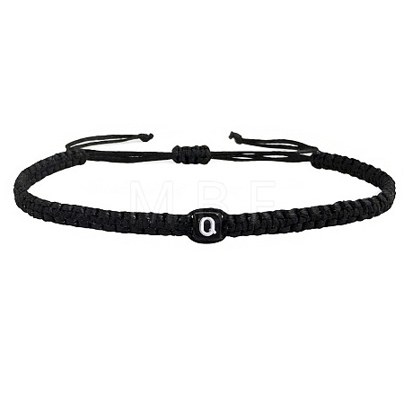 Adjustable Handmade Woven Waxed Cord Braided Bracelets with Acrylic Letter Beads OI4298-17-1