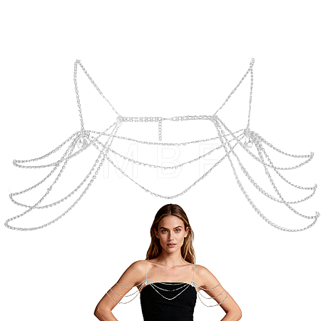 Ally Crystal Rhinestone Multi-Layered Twisted Chain Shoulder Body Chains for Women AJEW-WH0596-745-1