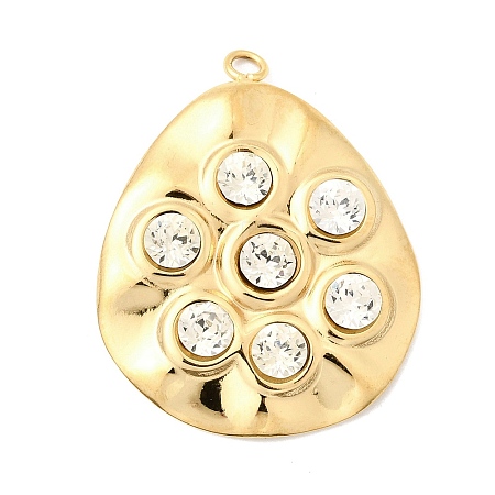 304 Stainless Steel & Crystal Rhinestone Pendants STAS-G390-01G-01-1