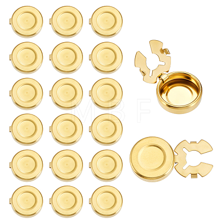 20Pcs Flat Round Brass Button Covers Settings BUTT-ME0001-48B-1