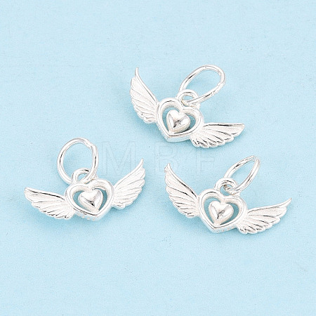 925 Sterling Silver Heart with Angel Wings Charms STER-T009-13S-1
