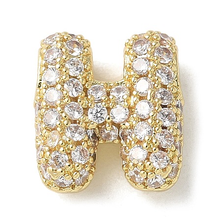 Brass Micro Pave Cubic Zirconia Beads KK-P290-61G-H-1