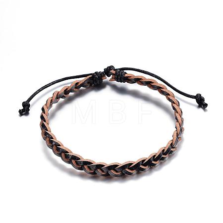 Adjustable Braided Leather Cord Bracelets BJEW-P099-21B-1