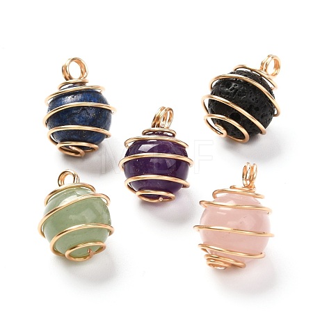 Natural Mixed Gemstone Pendants PALLOY-JF00910-1