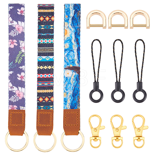 Printed Polyester Ribbon Wristlet Keychain KEYC-BC0001-03B-1