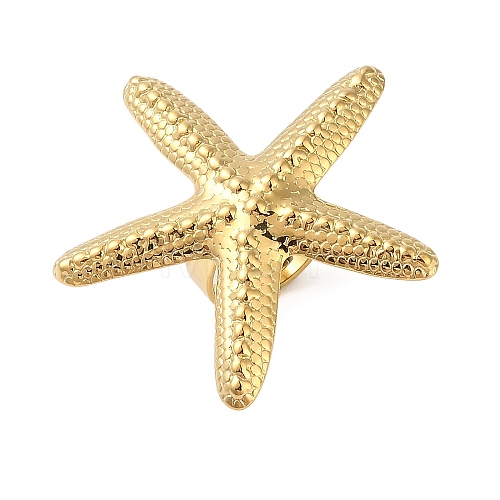 Starfish 304 Stainless Steel Adjustable Rings for Women RJEW-P125-02G-1