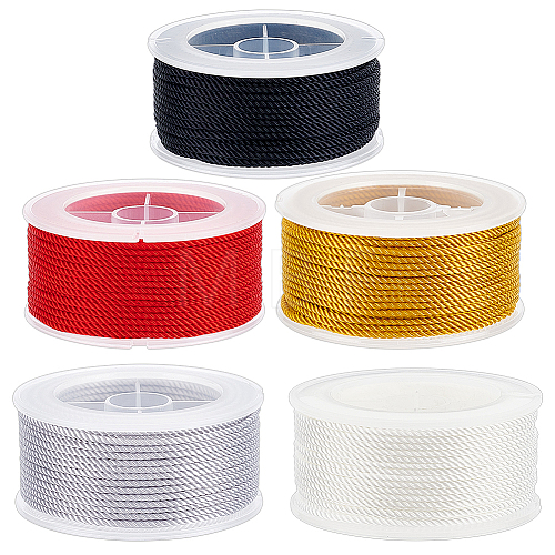 Olycraft 5Rolls 5 Colors 3-ply Nylon Milan Cord OCOR-OC0001-40B-1