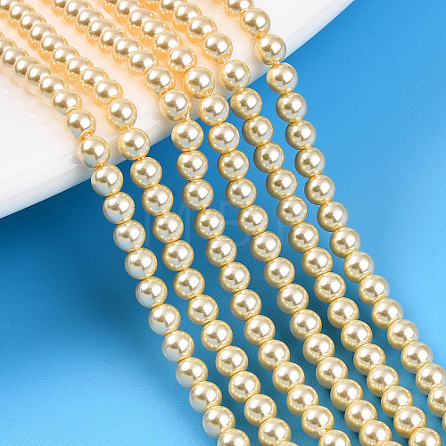 Baking Painted Pearlized Glass Pearl Bead Strands HY-N002-3mm-A09-1