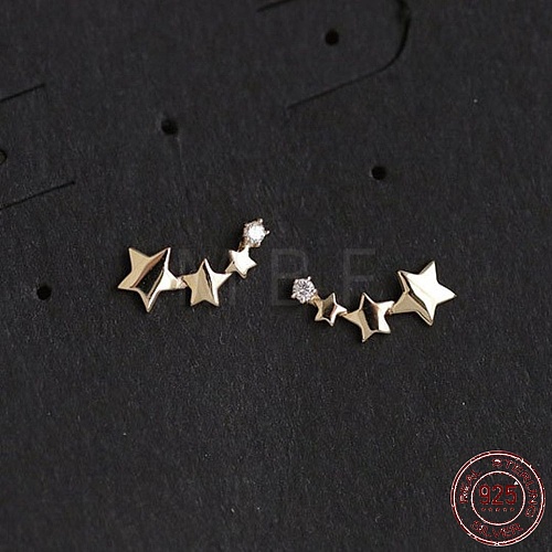 Rhodium Plated 925 Sterling Silver Silver Star Stud Earrings STER-BB71180-A-1