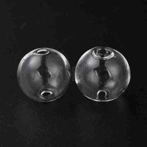 Handmade Two Holes Blown Glass Globe Beads FIND-WH0104-03G-1