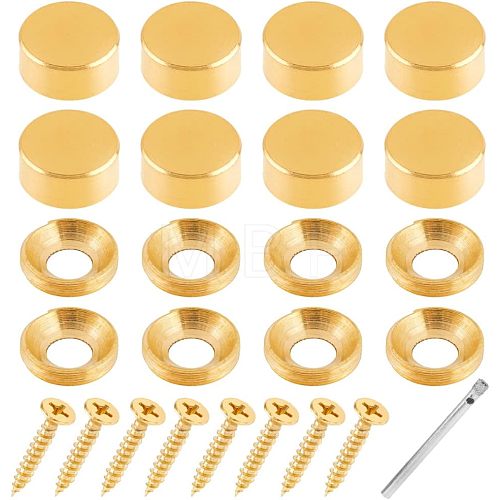 2 Sets Flat Round Brass Glass Standoff Pin Sets DIY-FH0005-02-1