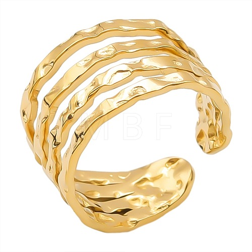 304 Stainless Steel Geometric Multi-layer Cuff Ring WA1245-2-1