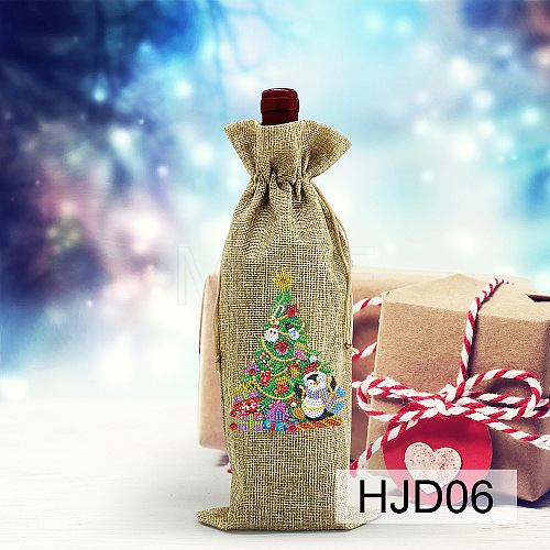 Christmas Theme DIY Diamond Painting Drawstring Bag Kit PW-WG02BF0-06-1