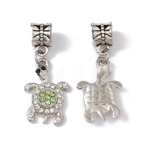 Tortoise Alloy Rhinestone European Dangle Charms ALRI-E002-01AS-01-1