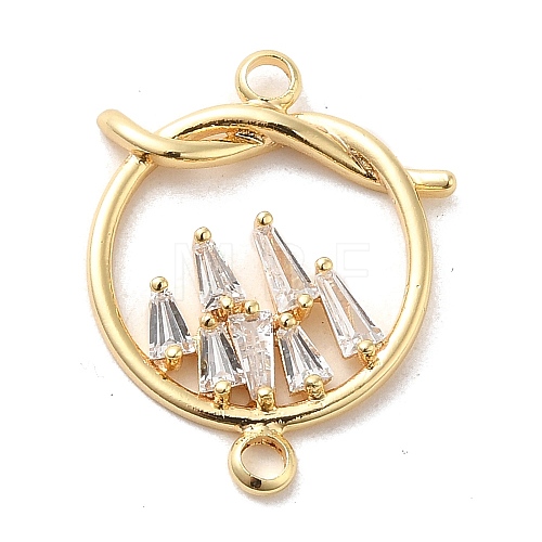 Brass Pave Clear Cubic Zirconia Connector Charms KK-M274-02G-1