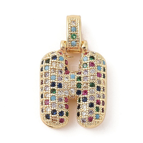 Brass Micro Pave Cubic Zirconia Pendants ZIRC-P121-01G-H-1