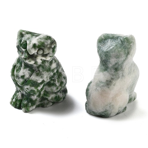 Natural Green Spot Jasper Carved Figurines DJEW-L023-B07-1