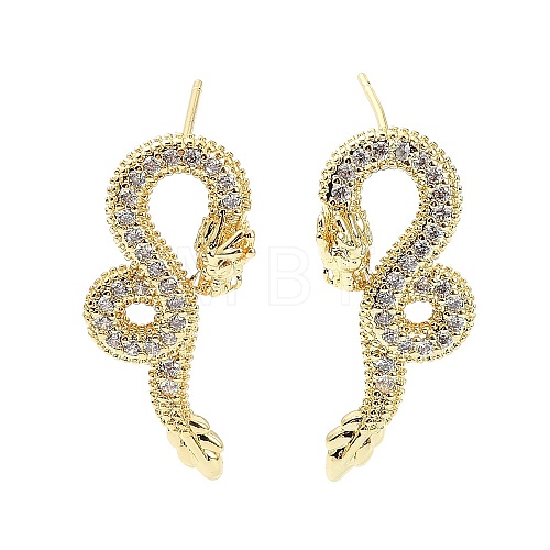 Rack Plating Brass Micro Pave Cubic Zirconia Stud Earring EJEW-C086-01G-1