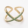 Brass Micro Pave Cubic Zirconia Cuff Rings LS-RJEW-C101-13G-E-3
