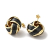 Real 18K Gold Plated Brass Enamel Stud Earrings for Women EJEW-M251-09G-02-2