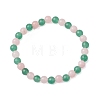 2Pcs 2 Styles 6.5mm Natural Green Aventurine & Dyed White Jade & Quartz & Carnelian Round Beaded Stretch Bracelet Sets BJEW-JB10802-3