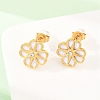 304 Stainless Steel with Resin Flower Link Chain Necklaces & Stud Earrings SJEW-Z005-02G-01-2