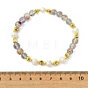 Round Natural Lodolite Quartz & Cultured Freshwater Pearl & Brass Beaded Stretch Bracelets for Women BJEW-JB14060-03-4