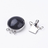 Natural Black Agate Box Clasps G-E427-14P-3