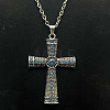Platinum Alloy Rhinestone Cross Pendant Necklaces LS-NX3454-5-1