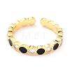 Adjustable Real 18K Gold Plated Brass Enamel Finger Rings RJEW-L071-22G-2