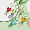 Tree of Life Alloy & Natural Green Aventurine Chips Pendant Keychain KEYC-JKC00594-4