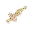 Brass Micro Pave Pink Cubic Zirconia Pendants LS-CU-CBA5CBE-01G-2