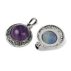 Natural Fluorite Half Round Pendants PALLOY-R159-01AS-10-2
