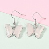 Natural Rose Quartz Brass Dangle Earrings EJEW-M081-01P-02-5