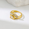 304 Stainless Steel Pave Cubic Zirconia Finger Rings WGB1C77-01-1
