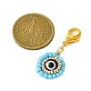 12Pcs 12 Colors Flat Round with Evil Eye Resin & Glass Seed Pendant Decorations HJEW-MZ00094-4