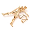 Golden Zinc Alloy with Rhinestone Brooches JEWB-B018-03G-07-2